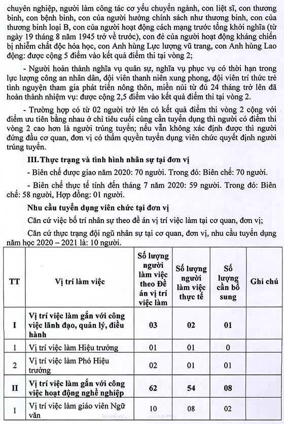 Trường THCS Tân Quý Tây, Bình Chánh, TP.HCM tuyển dụng viên chức năm học 2020-2021