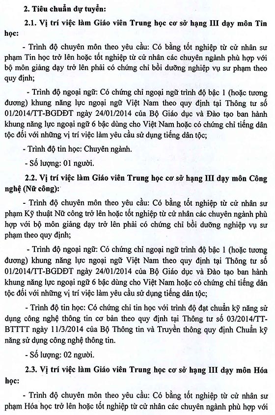 Trường THCS Tân Túc, Bình Chánh, TP.HCM tuyển dụng viên chức năm học 2020 – 2021