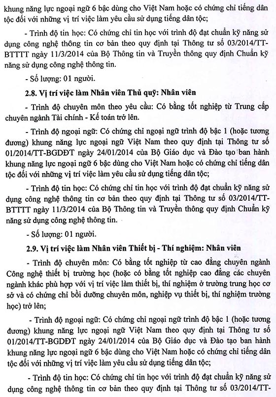 Trường THCS Tân Túc, Bình Chánh, TP.HCM tuyển dụng viên chức năm học 2020 – 2021