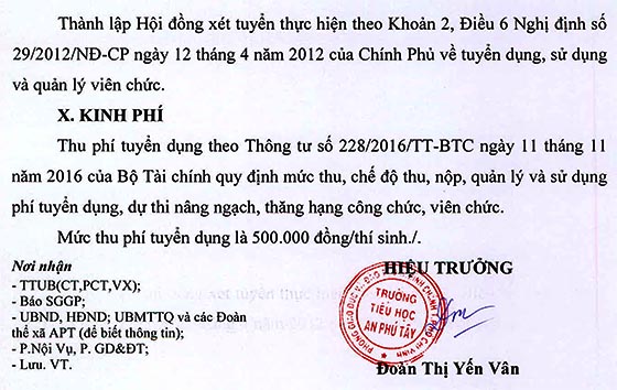 Trường Tiểu học An Phú Tây, Bình Chánh, TP. HCM tuyển dụng viên chức năm học 2020-2021
