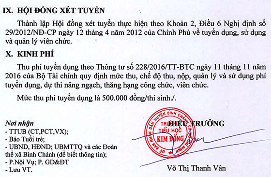 Trường Tiểu học Kim Đồng, Bình Chánh, TP. HCM tuyển dụng viên chức năm học 2020-2021