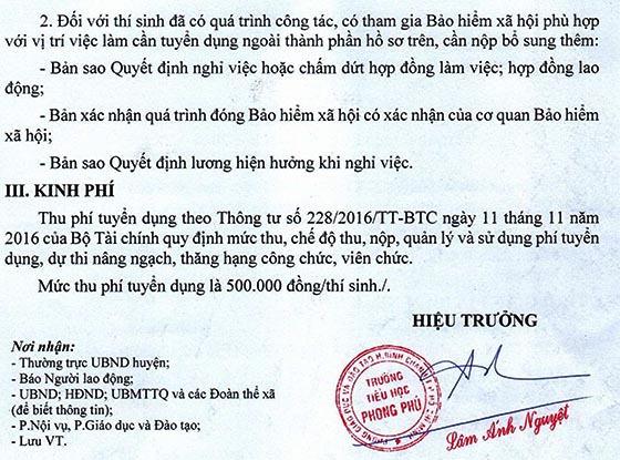 Trường Tiểu học Phong Phú, Bình Chánh, TP.HCM thông báo tuyển dụng viên chức năm học 2020 – 2021