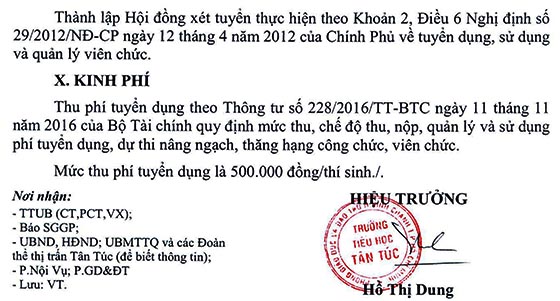 Trường tiểu học Tân Túc, Bình Chánh, TP.HCM tuyển dụng viên chức năm học 2020-2021