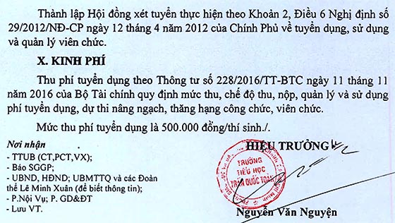 Trường Tiểu học Trần Quốc Toản, Bình Chánh, TP.HCM tuyển viên chức năm học 2020-2021