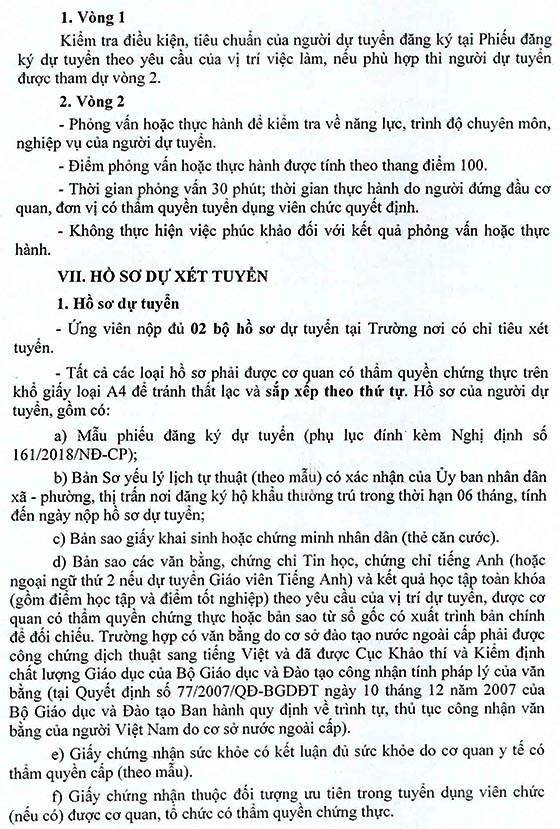 Trường Tiểu học Vĩnh Lộc 1, Bình Chánh, TP. HCM tuyển dụng viên chức năm học 2020-2021