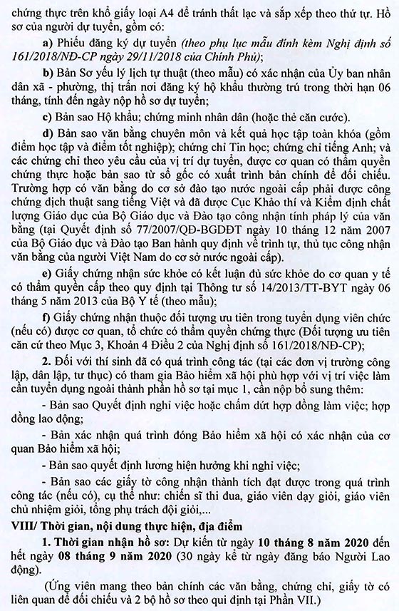 Trường Trung học cơ sở Vĩnh Lộc A, quận Bình Chánh, TP.HCM tuyển dụng viên chức năm học 2020 - 2021