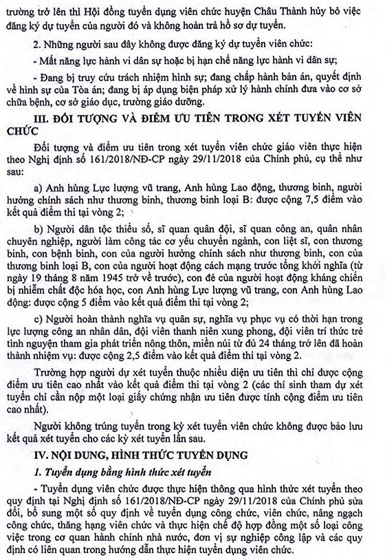 UBND huyện Châu Thành, Trà Vinh tuyển dụng giáo viên năm 2020