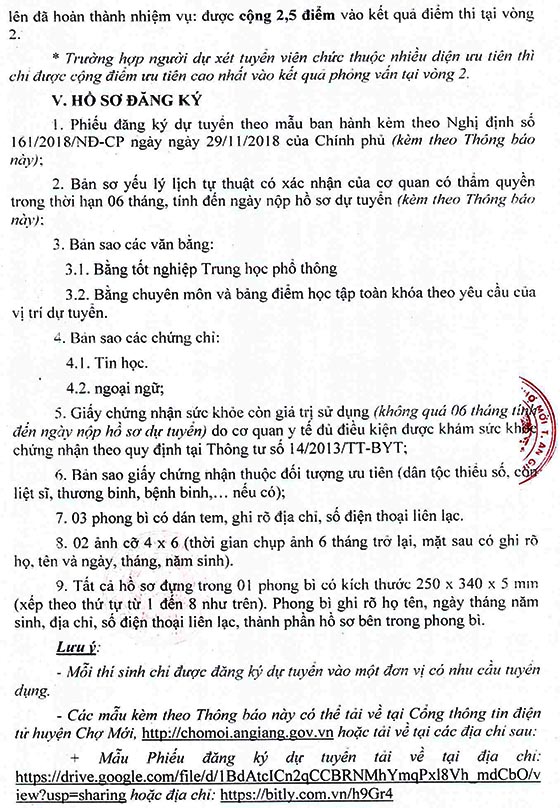 UBND huyện Chợ Mới, An Giang tuyển dụng viên chức năm 2020