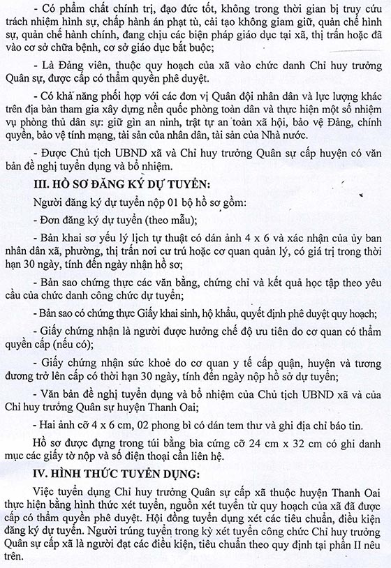 UBND huyện Thanh Oai, TP.Hà Nội tuyển dụng công chức năm 2020