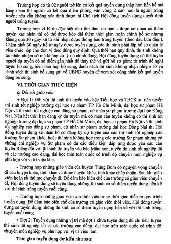UBND huyện Trảng Bom, Đồng Nai tuyển dụng viên chức giáo dục năm học 2020-2021