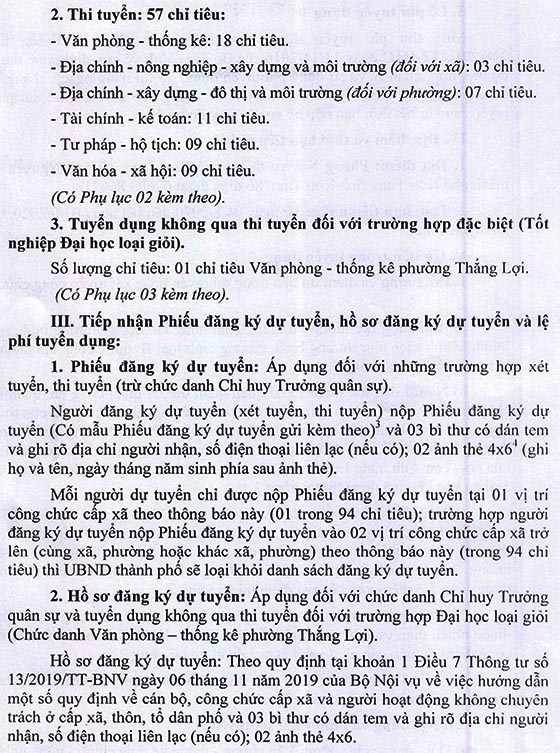 UBND TP.Kon Tum tuyển dụng công chức xã, phường năm 2020