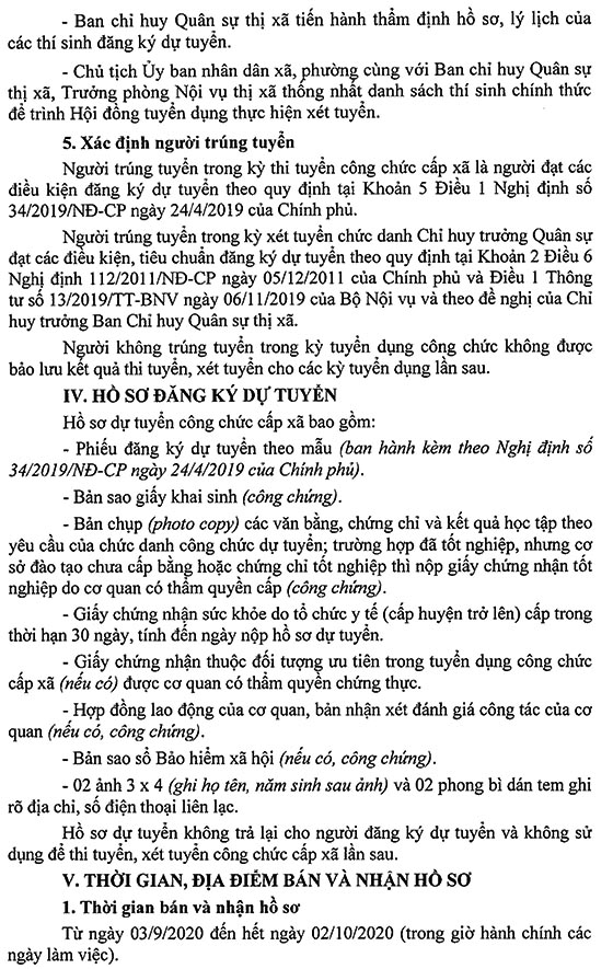 UBND Tx.Bình Long, Bình Phước tuyển dụng công chức cấp xã năm 2020