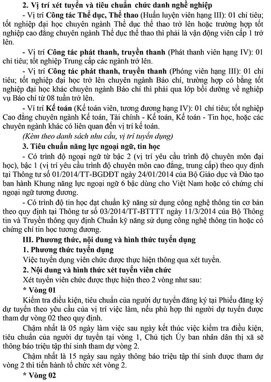 UBND Tx.Hòa Thành, Tây Ninh tuyển dụng viên chức năm 2020