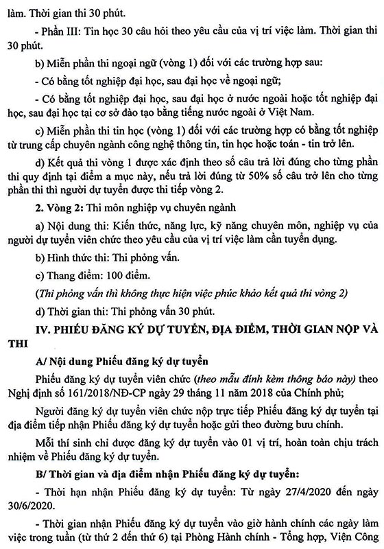Viện Công nghiệp phần mềm và nội dung số Việt Nam tuyển dụng viên chức đợt 1 năm 2020