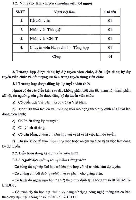 Cao đẳng Kinh tế - Kỹ thuật TP. Hồ Chí Minh tuyển dụng viên chức năm học 2020-2021