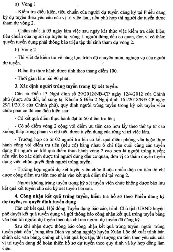 Trung tâm dịch vụ Nông nghiệp huyện Xuân Lộc, Đồng Nai tuyển dụng viên chức đợt 1 năm 2020
