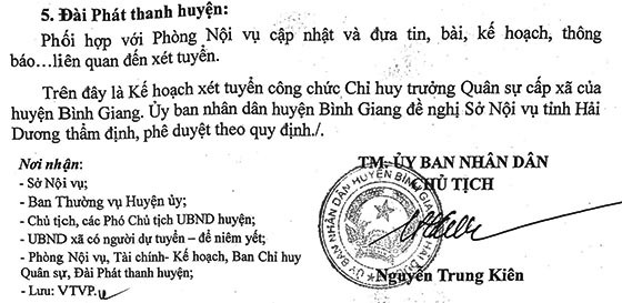 UBND huyện Bình Giang, Hải Dương tuyển dụng công chức năm 2020