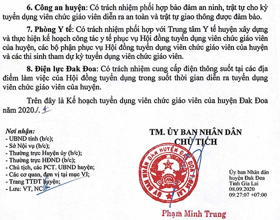 UBND huyện Đak Đoa, Gia Lai tuyển dụng viên chức giáo viên năm 2020