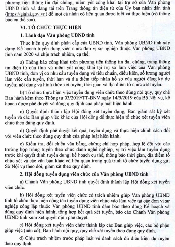 UBND tỉnh Gia Lai tuyển dụng viên chức năm 2020