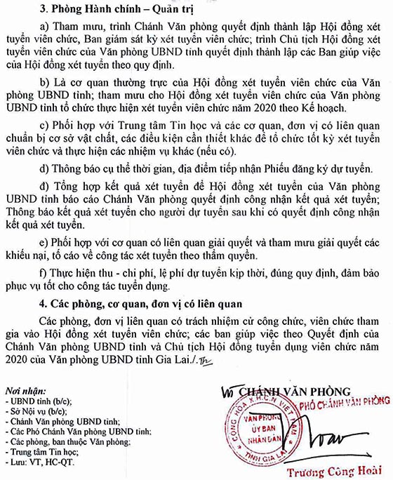 UBND tỉnh Gia Lai tuyển dụng viên chức năm 2020