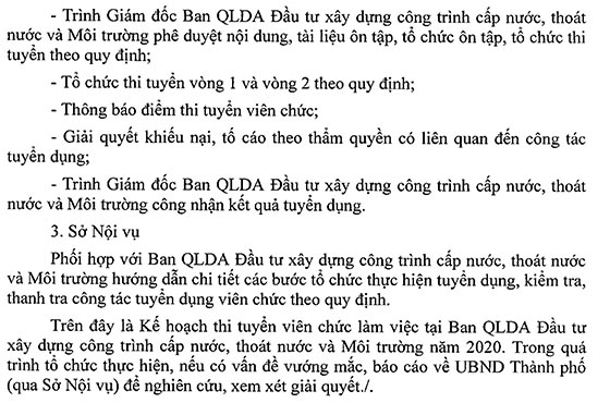 Ban Quản lý dự án Đầu tư xây dựng công trình cấp nước, thoát nước và Môi trường TP.Hà Nội tuyển dụng viên chức năm 2020