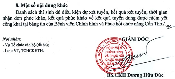 Bệnh viện Chỉnh hình và Phục hồi chức năng Cần Thơ tuyển dụng viên chức năm 2020