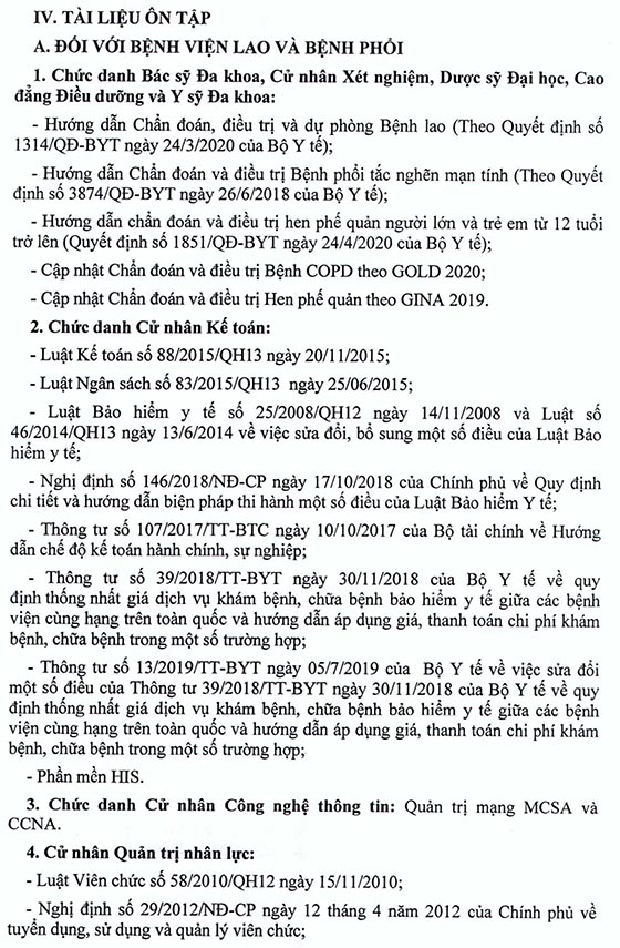 Bệnh viện Lao và bệnh Phổi tỉnh Ninh Thuận tuyển dụng viên chức năm 2020