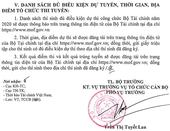 Bộ Tài chính tuyển dụng công chứng năm 2020