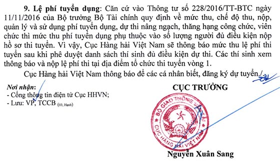 Cục Hàng hải Việt Nam tuyển dụng công chức năm 2020