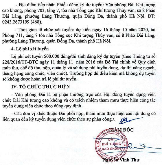 Đài Khí tượng cao không - Tổng cục Khí tượng Thủy văn tuyển dụng viên chức năm 2020