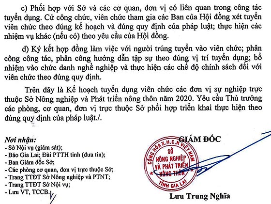 Sở Nông nghiệp và PTNT tỉnh Gia Lai tuyển dụng viên chức năm 2020