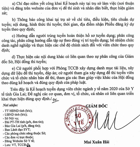 Sở Y tế tỉnh Gia Lai tuyển dụng viên chức năm 2020