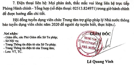 Trung tâm trợ giúp Pháp lý Nhà nước tỉnh Đồng Nai tuyển dụng viên chức năm 2020