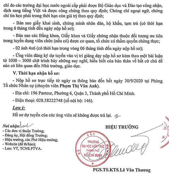 Trường Đại học Kiến trúc TP.HCM tuyển dụng nhân sự năm 2020