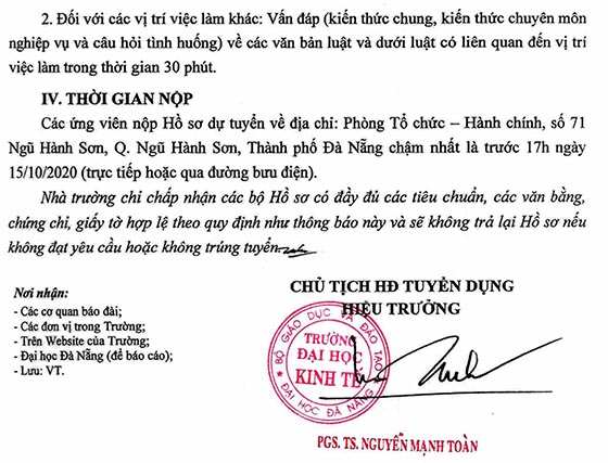 Trường Đại học Kinh tế - ĐH Đà Nẵng tuyển dụng viên chức năm 2020