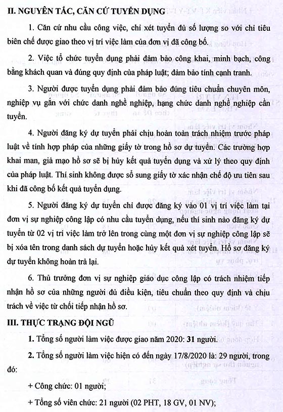 Trường Mầm non 30-4, Bình Chánh, TP.HCM tuyển dụng viên chức năm học 2020-2021