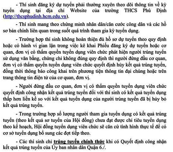 Trường THCS Phú Định, Quận 6, TP.HCM tuyển dụng viên chức năm 2020 (Đợt 1)