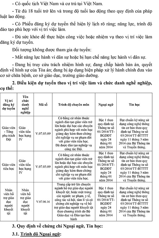 Trường Tiểu học Trương Công Định, Quận 6, TP.HCM tuyển dụng viên chức năm 2020 (Đợt 1)