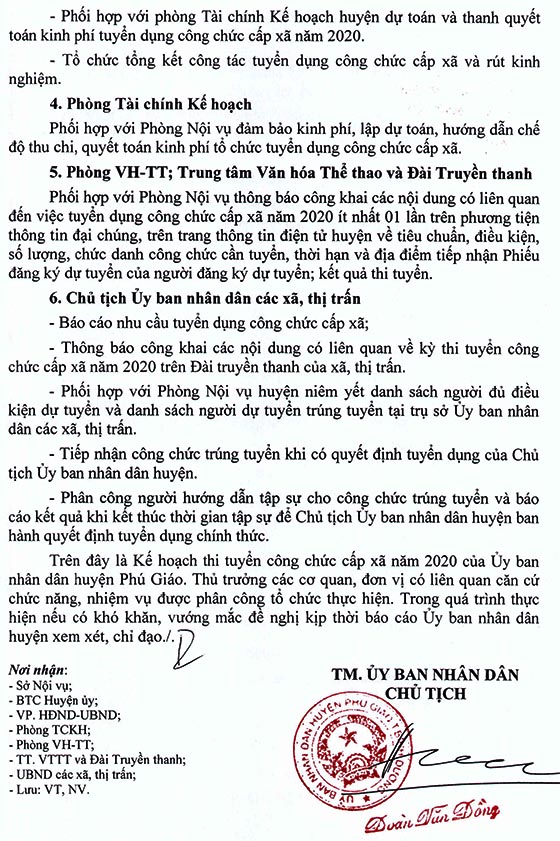 UBND huyện Phú Giáo, Bình Dương tuyển dụng công chức cấp xã năm 2020