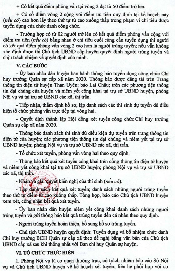 UBND huyện Than Uyên, Lai Châu tuyển dụng công chức Chỉ huy trưởng Quân sự xã năm 2020