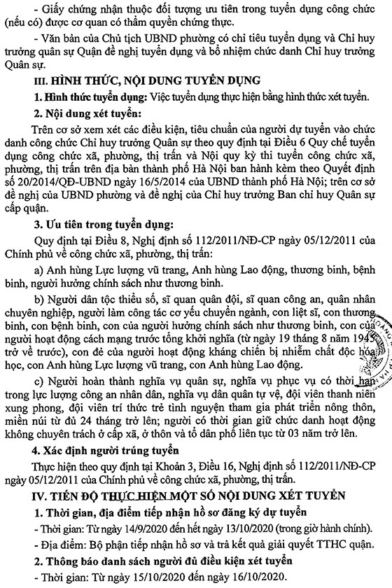 UBND quận Hoàng Mai, Hà Nội tuyển dụng công chức năm 2020