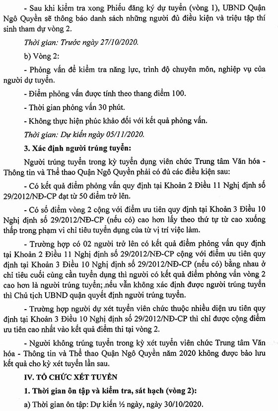 UBND quận Ngô Quyền, TP.Hải Phòng tuyển dụng viên chức năm 2020