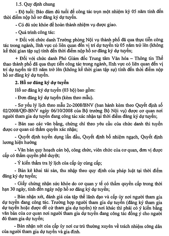 UBND TP.Thủ Dầu Một, Bình Dương tuyển dụng nhân sự năm 2020