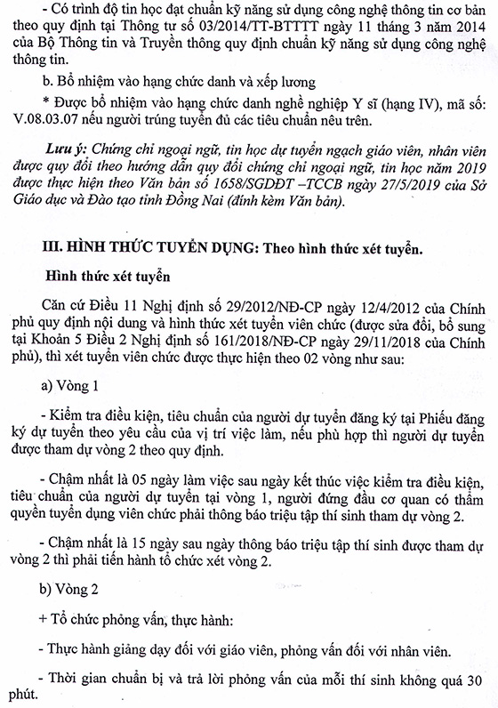 UBND huyện Định Quán, Đồng Nai tuyển dụng viên chức ngàng Giáo dục năm 2020