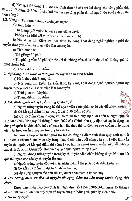 Học viện Ngân hàng tuyển dụng viên chức năm 2020