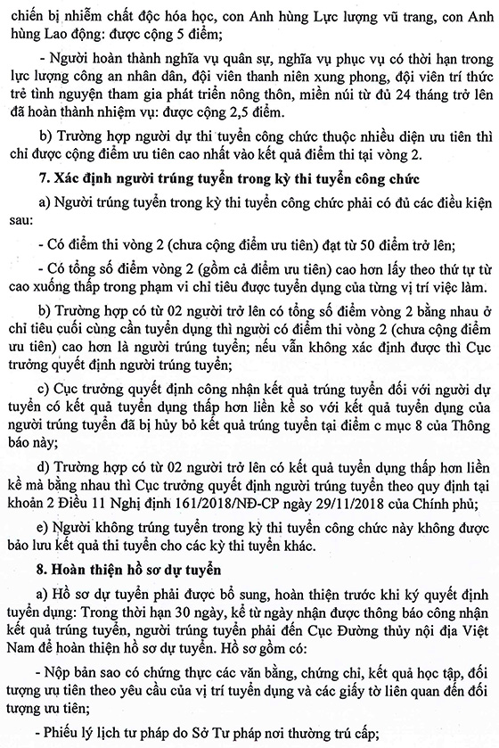 Cục Đường thủy nội địa Việt Nam tuyển dụng công chức năm 2020