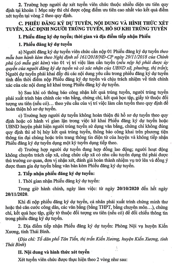 Trung tâm phát triển Cụm công nghiệp huyện Kiến Xương, Thái Bình tuyển dụng viên chức năm 2020