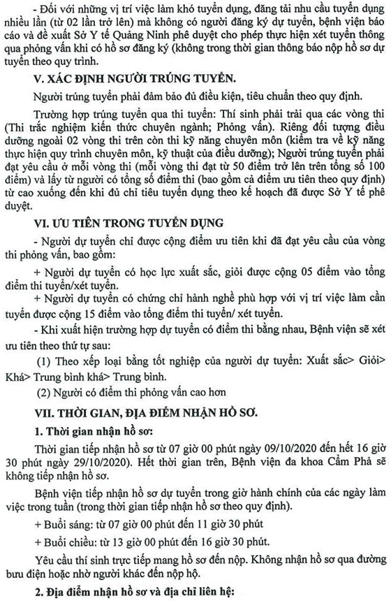 Bệnh viện đa khoa Cẩm Phả tuyển dụng lao động hợp đồng năm 2020 