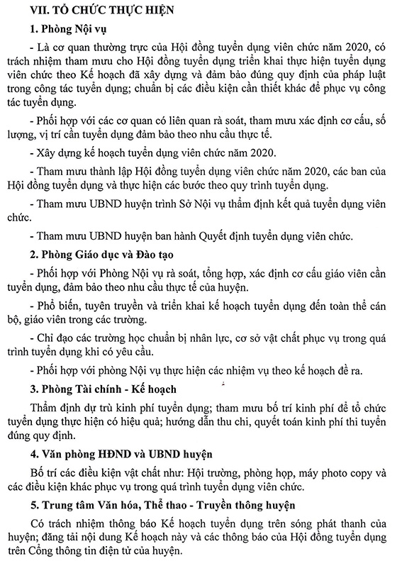 UBND huyện Võ Nhai, Thái Nguyên tuyển dụng viên chức năm 2020