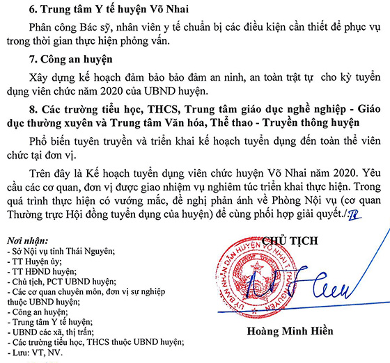 UBND huyện Võ Nhai, Thái Nguyên tuyển dụng viên chức năm 2020